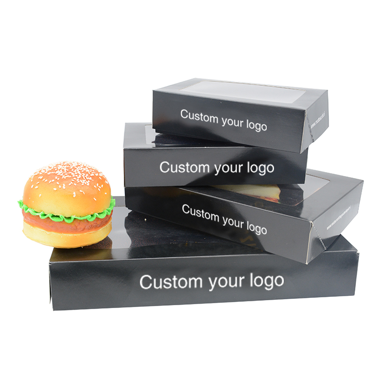 Black Paper Packaging Food Boxes For Restaurant Take Away